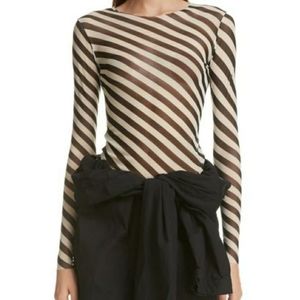 Dries van Noten Striped Sheer Mesh Long Sleeve